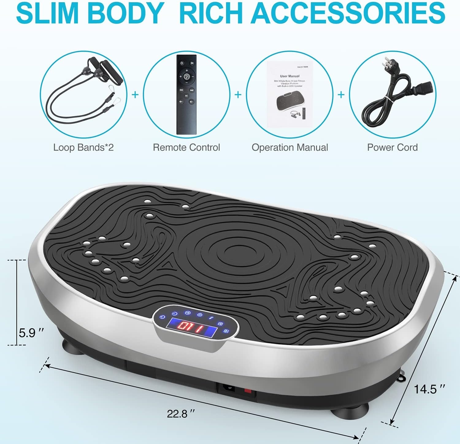 image:imageVibration Plate Exercise Machine Whole Body Workout Music Vibrate Fitness Platform Lymphatic Drainage Machine for Weight Loss Shaping Toning Wellness Home Gyms WorkoutBOATSILVER
