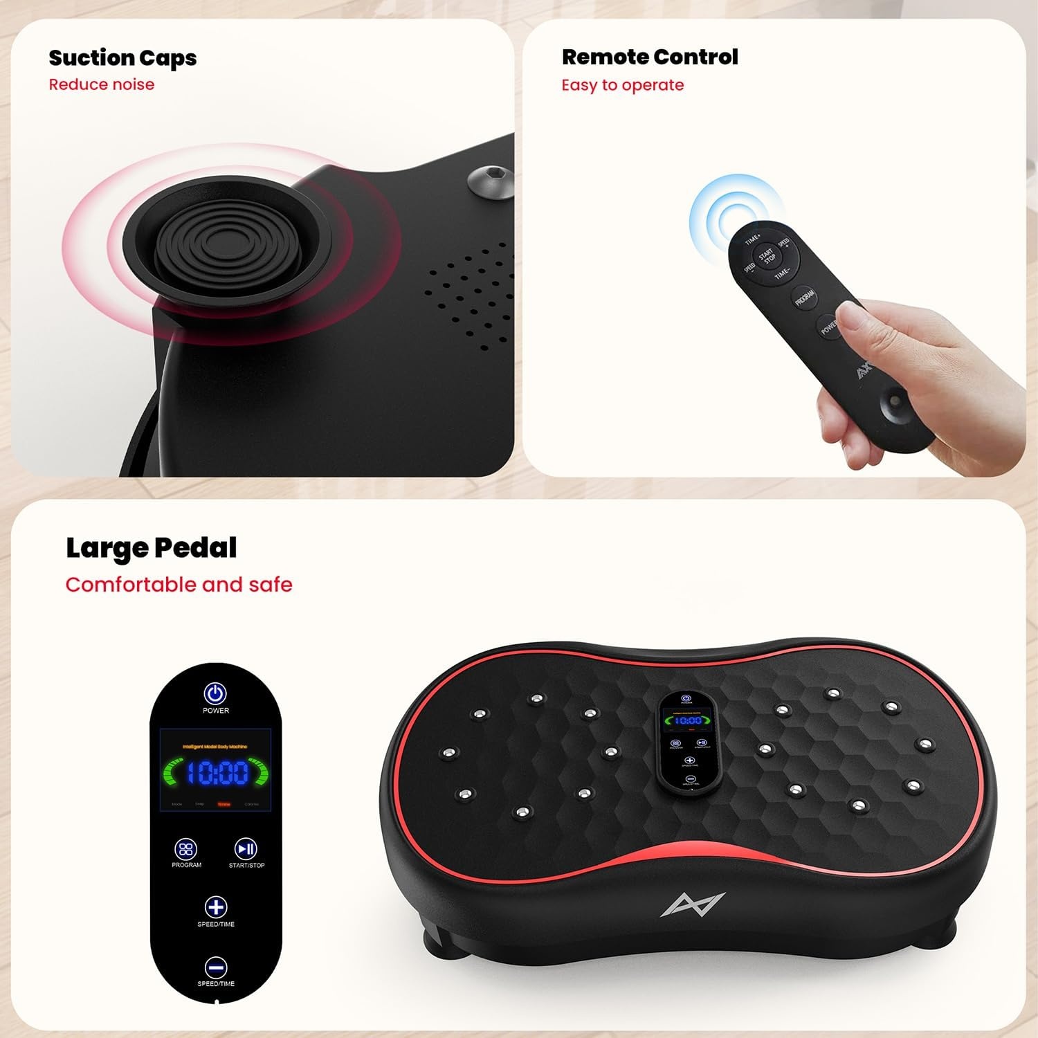 image:imageVibration Plate Fitness Platform Exercise Machine Vibrating Shaking Full Body Shaker Workout Vibrate Stand Shake Board Sport for Weight Loss Fat Burner for Gym Home OfficeROUNDBLACK