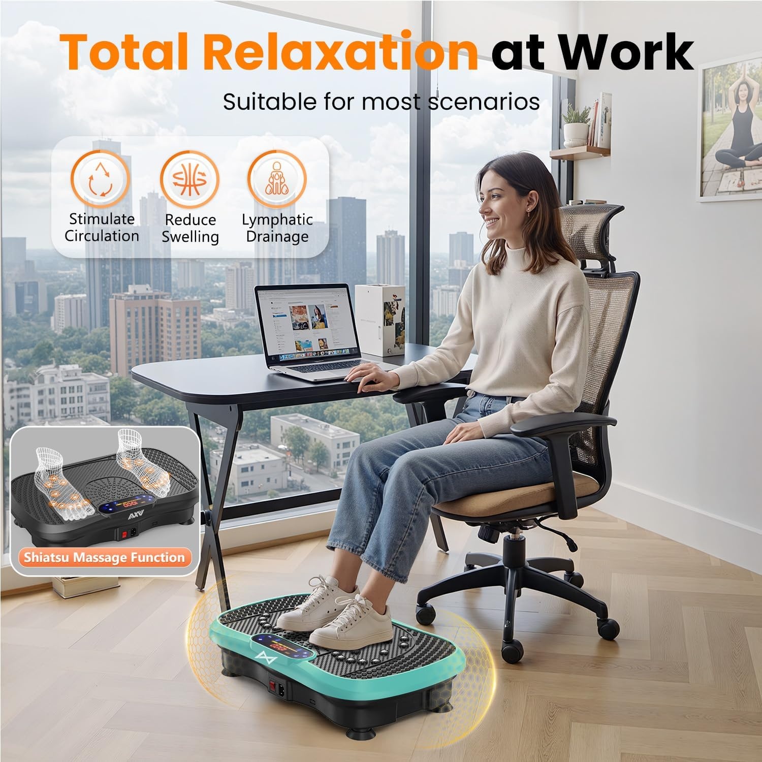image:imageVibration Plate Fitness Platform Exercise Machine Vibrating Shaking Full Body Shaker Workout Vibrate Stand Shake Board Sport for Weight Loss Fat Burner for Gym Home OfficeBTPROGREEN