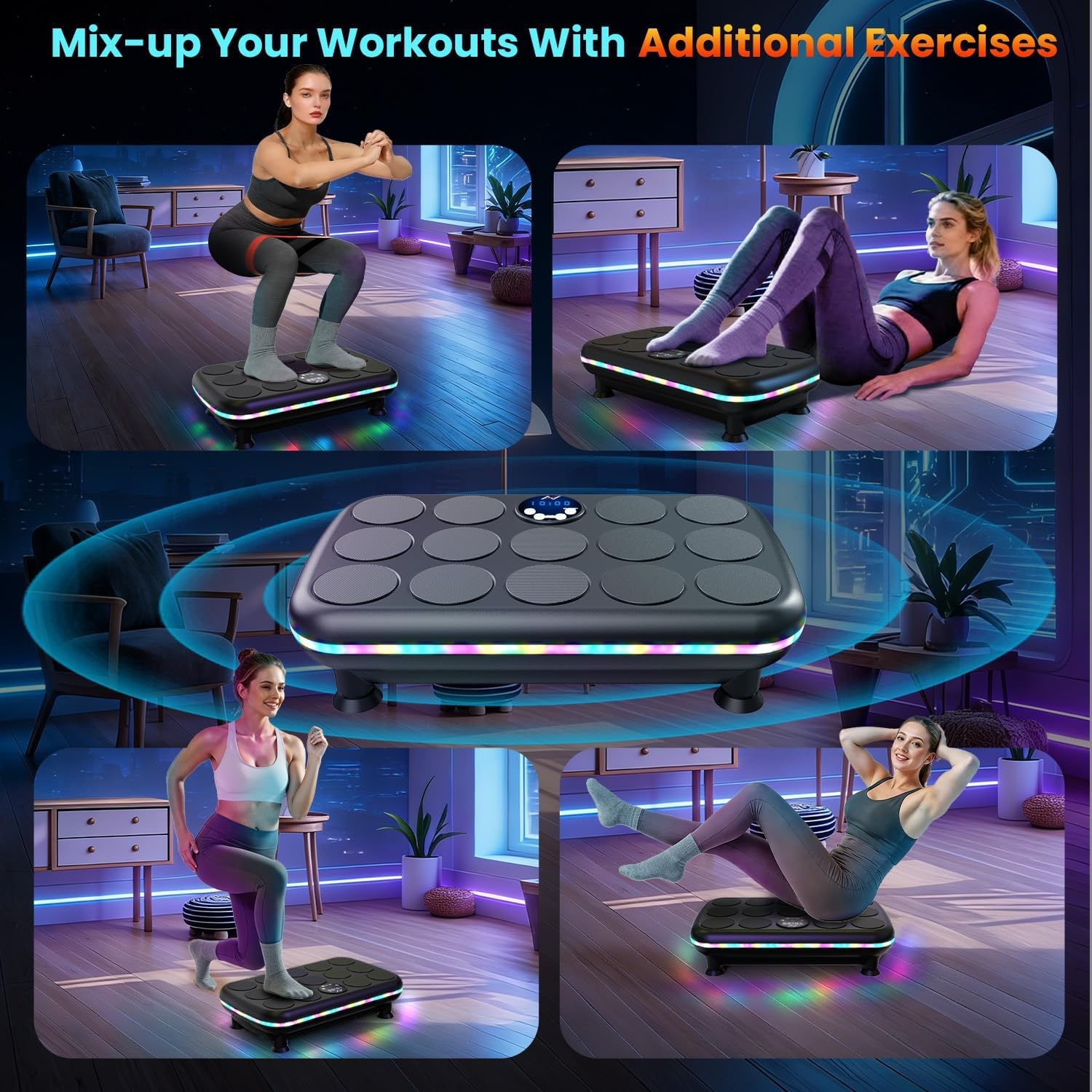 image:imageVibration Plate Fitness Platform Exercise Machine Vibrating Shaking Full Body Shaker Workout Vibrate Stand Shake Board Sport for Weight Loss Fat Burner for Gym Home OfficeASTROLABEBLACK