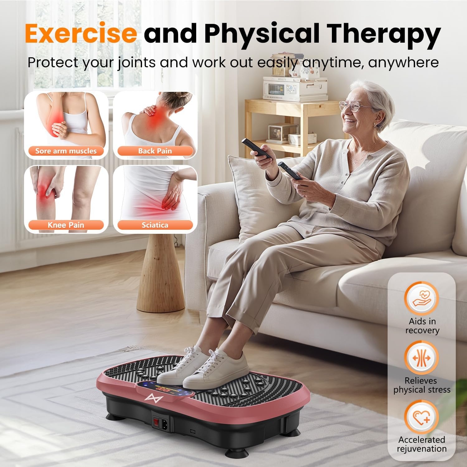image:imageVibration Plate Fitness Platform Exercise Machine Vibrating Shaking Full Body Shaker Workout Vibrate Stand Shake Board Sport for Weight Loss Fat Burner for Gym Home OfficeBTPROPINK