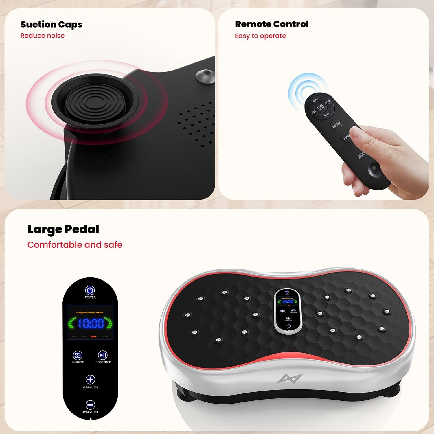 image:imageVibration Plate Fitness Platform Exercise Machine Vibrating Shaking Full Body Shaker Workout Vibrate Stand Shake Board Sport for Weight Loss Fat Burner for Gym Home OfficeROUNDSILVER