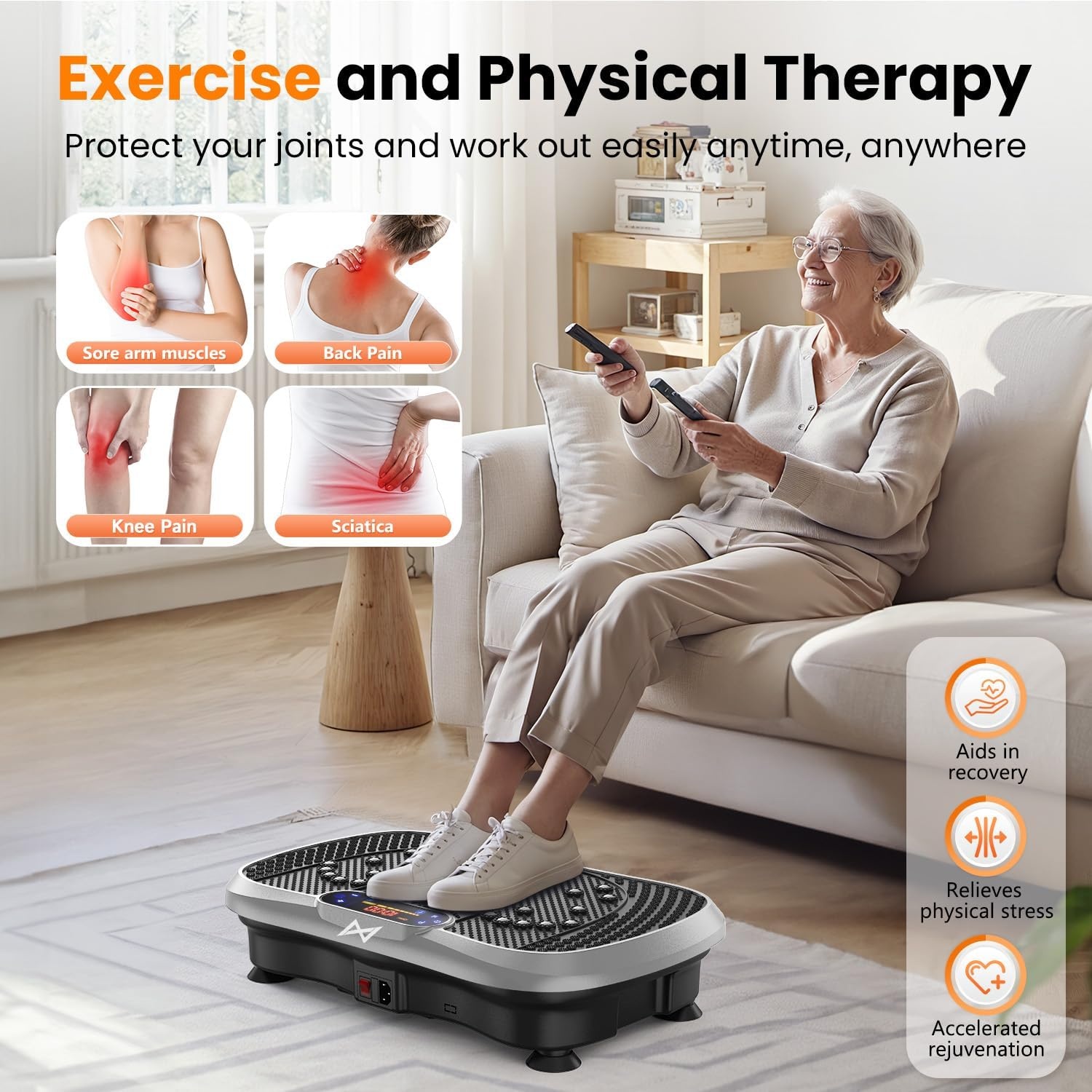 image:imageVibration Plate Fitness Platform Exercise Machine Vibrating Shaking Full Body Shaker Workout Vibrate Stand Shake Board Sport for Weight Loss Fat Burner for Gym Home OfficeBTPROSILVER