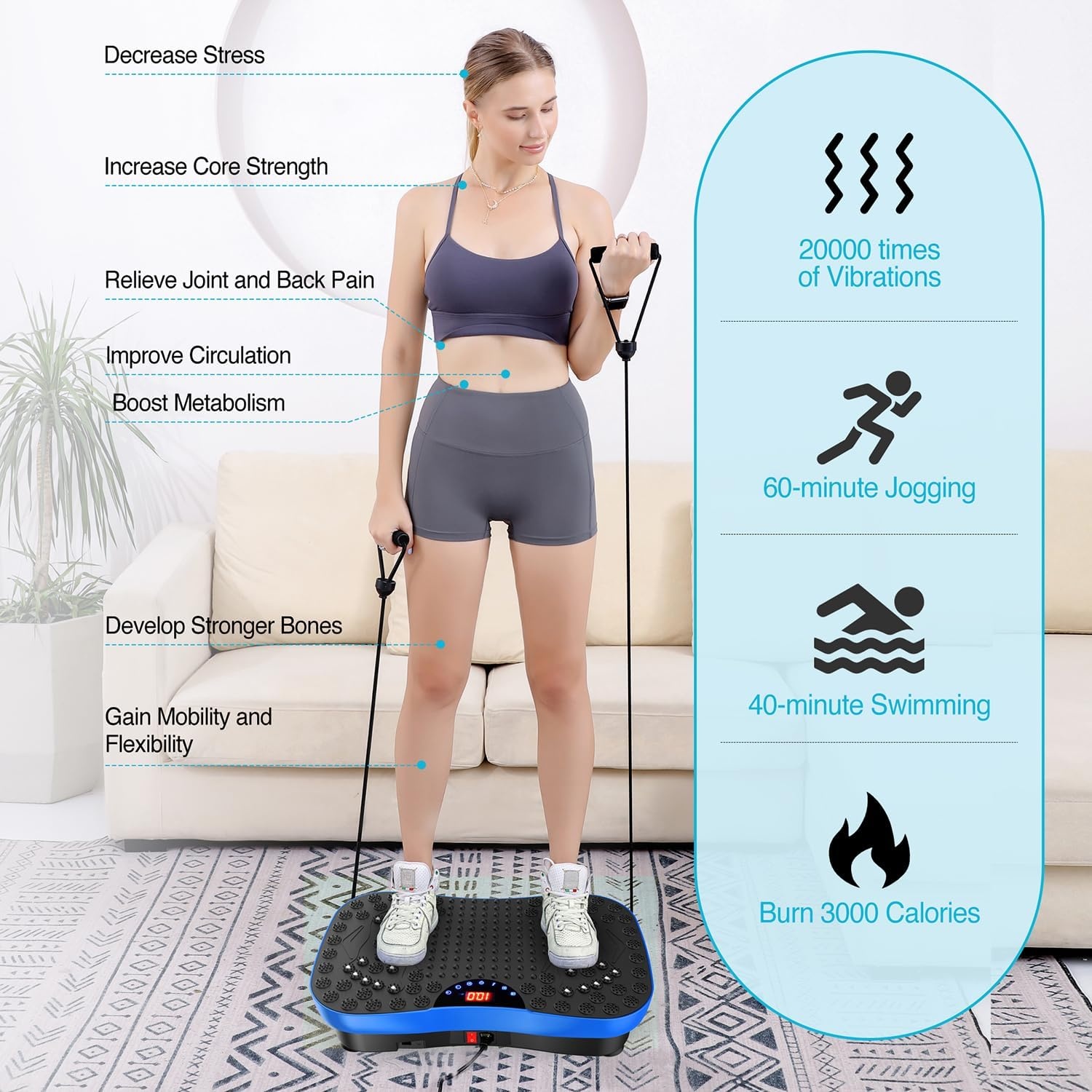 image:imageVibration Plate Fitness Platform Exercise Machine Vibrating Shaking Full Body Shaker Workout Vibrate Stand Shake Board Sport for Weight Loss Fat Burner for Gym Home OfficeMASSAGEBLUE