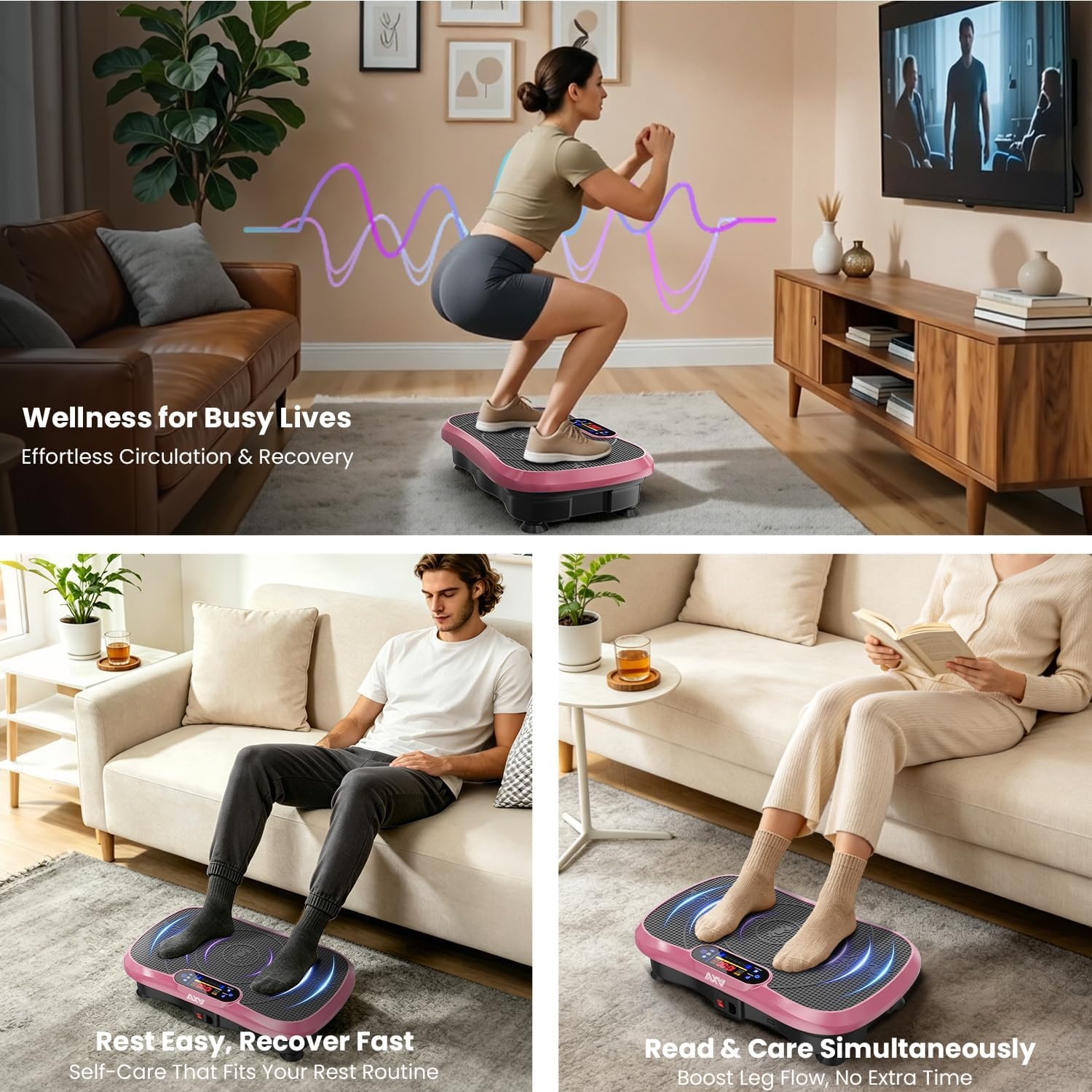 image:imageVibration Plate Fitness Platform Exercise Machine Vibrating Shaking Full Body Shaker Workout Vibrate Stand Shake Board Sport for Weight Loss Fat Burner for Gym Home OfficeBASICPINK