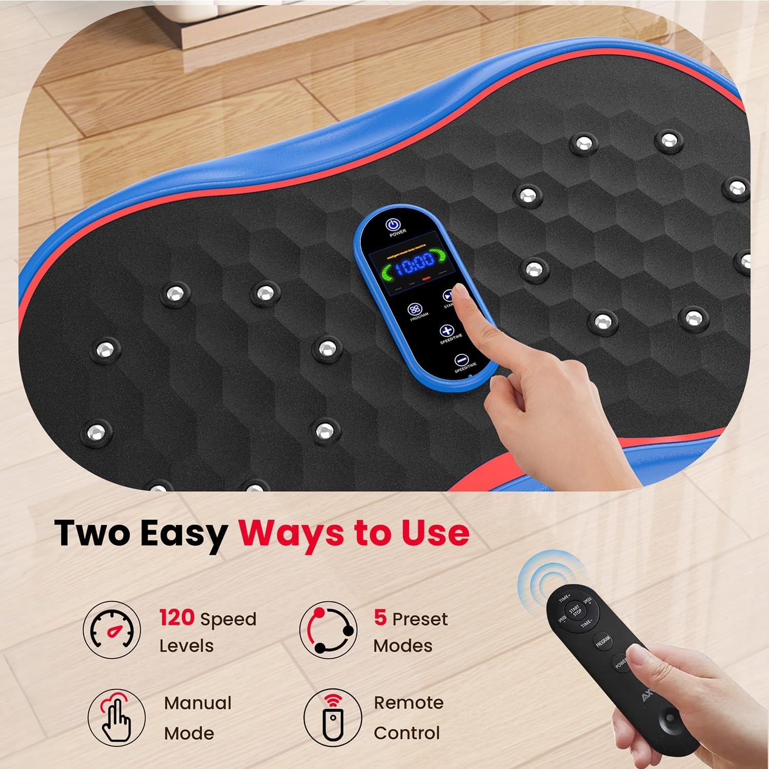 image:imageVibration Plate Fitness Platform Exercise Machine Vibrating Shaking Full Body Shaker Workout Vibrate Stand Shake Board Sport for Weight Loss Fat Burner for Gym Home OfficeBASICBLUE