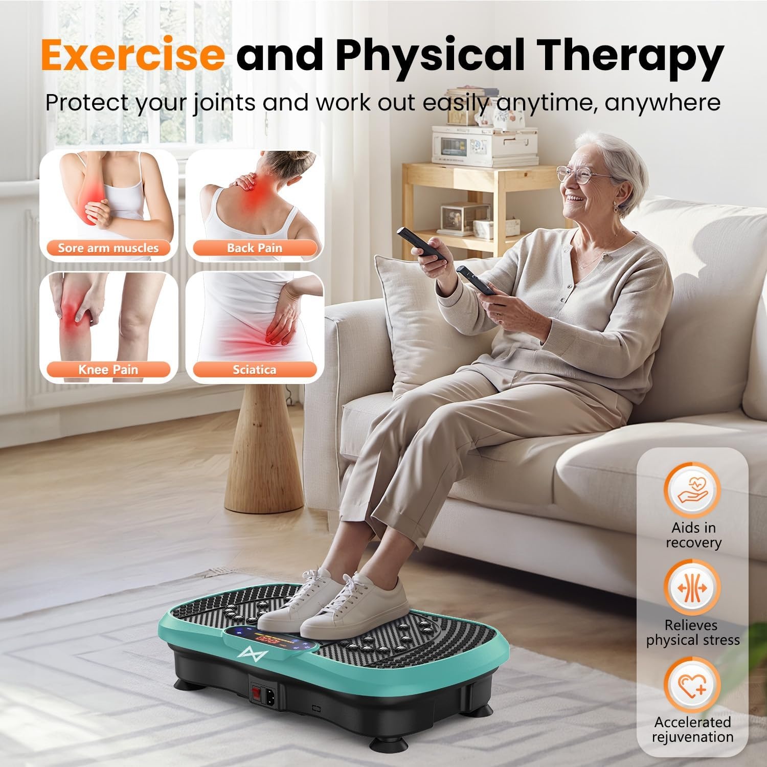image:imageVibration Plate Fitness Platform Exercise Machine Vibrating Shaking Full Body Shaker Workout Vibrate Stand Shake Board Sport for Weight Loss Fat Burner for Gym Home OfficeBTPROGREEN