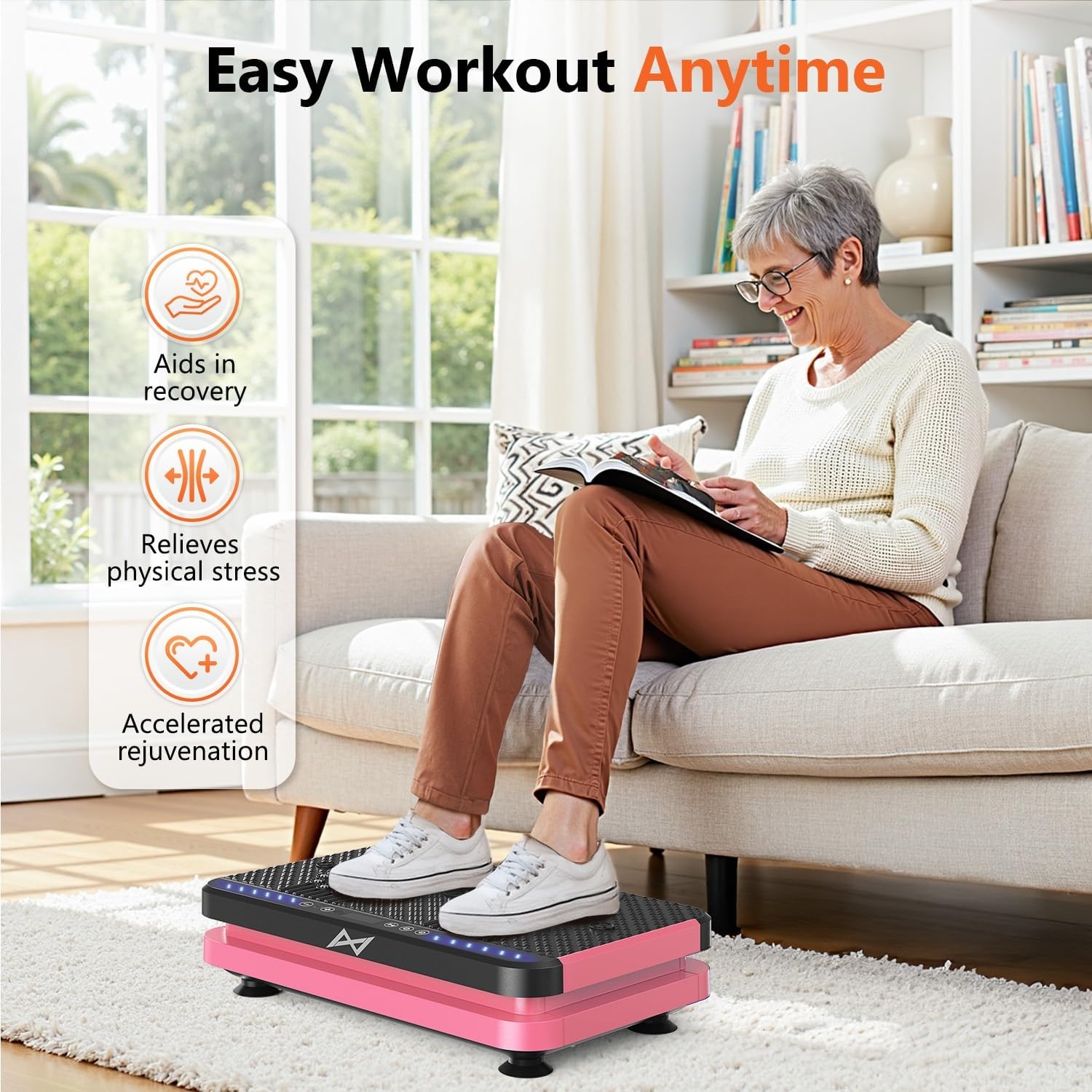 image:imageVibration Plate Fitness Platform Exercise Machine Vibrating Shaking Full Body Shaker Workout Vibrate Stand Shake Board Sport for Weight Loss Fat Burner for Gym Home OfficeARKBLACKPINK