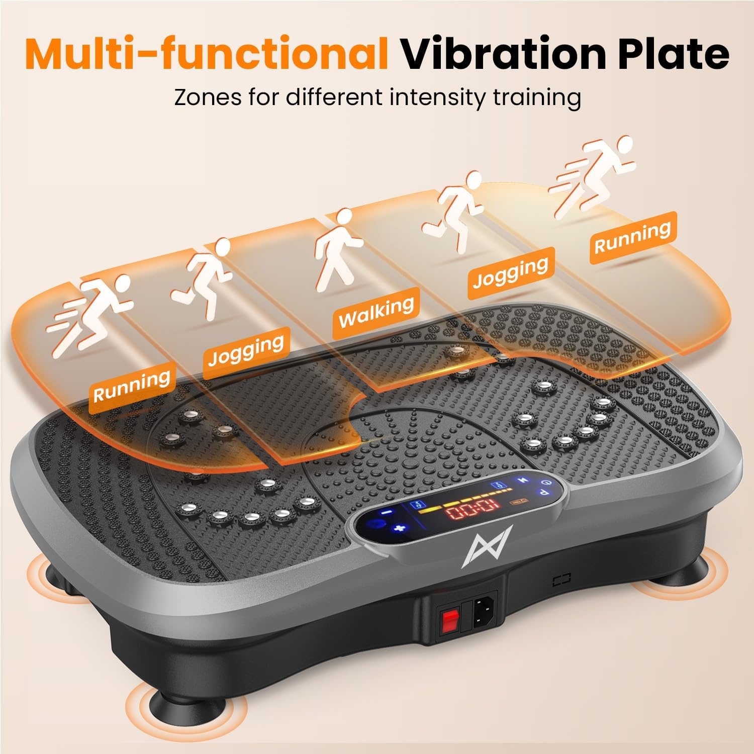 image:imageVibration Plate Fitness Platform Exercise Machine Vibrating Shaking Full Body Shaker Workout Vibrate Stand Shake Board Sport for Weight Loss Fat Burner for Gym Home OfficeBTPROGRAY