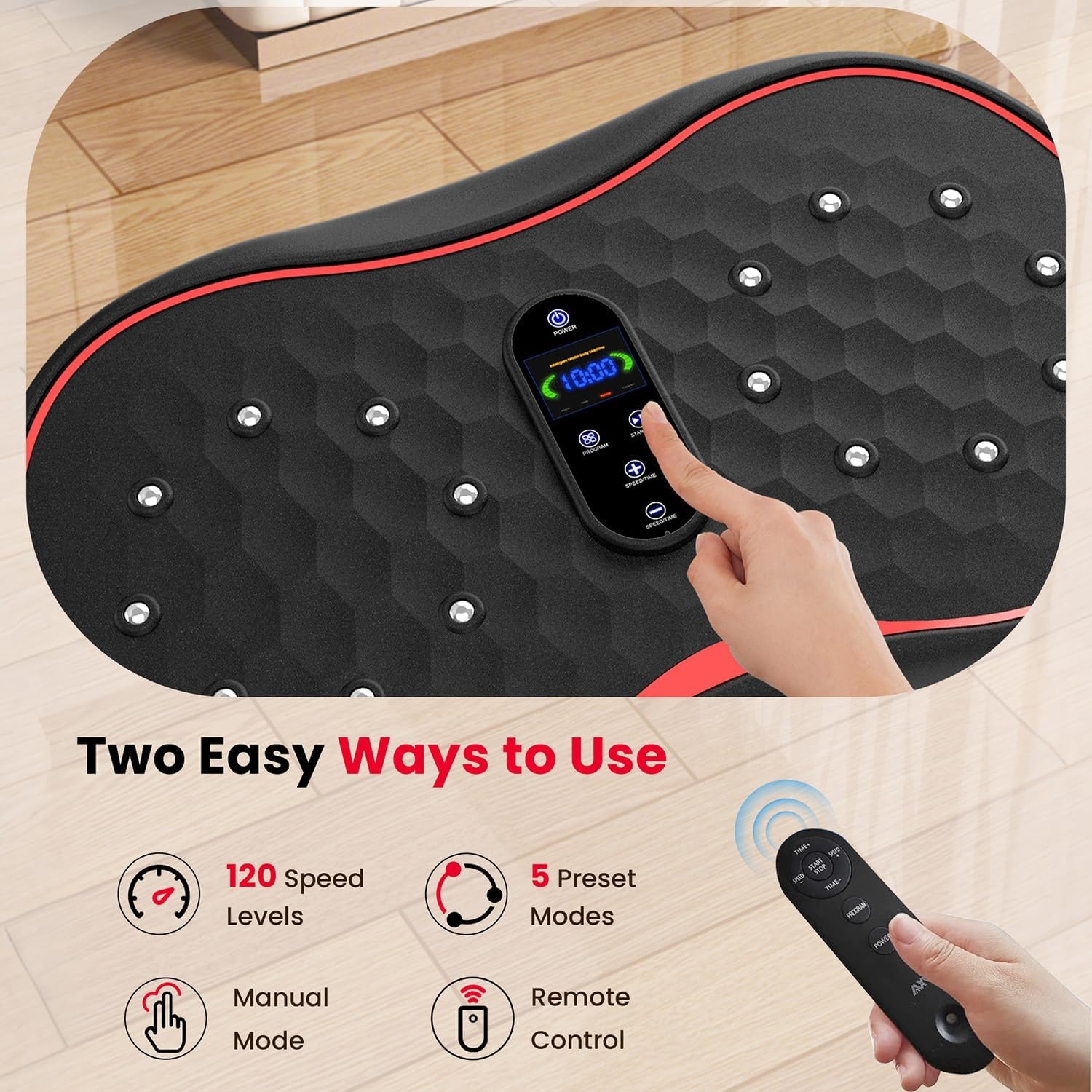 image:imageVibration Plate Fitness Platform Exercise Machine Vibrating Shaking Full Body Shaker Workout Vibrate Stand Shake Board Sport for Weight Loss Fat Burner for Gym Home OfficeROUNDBLACK