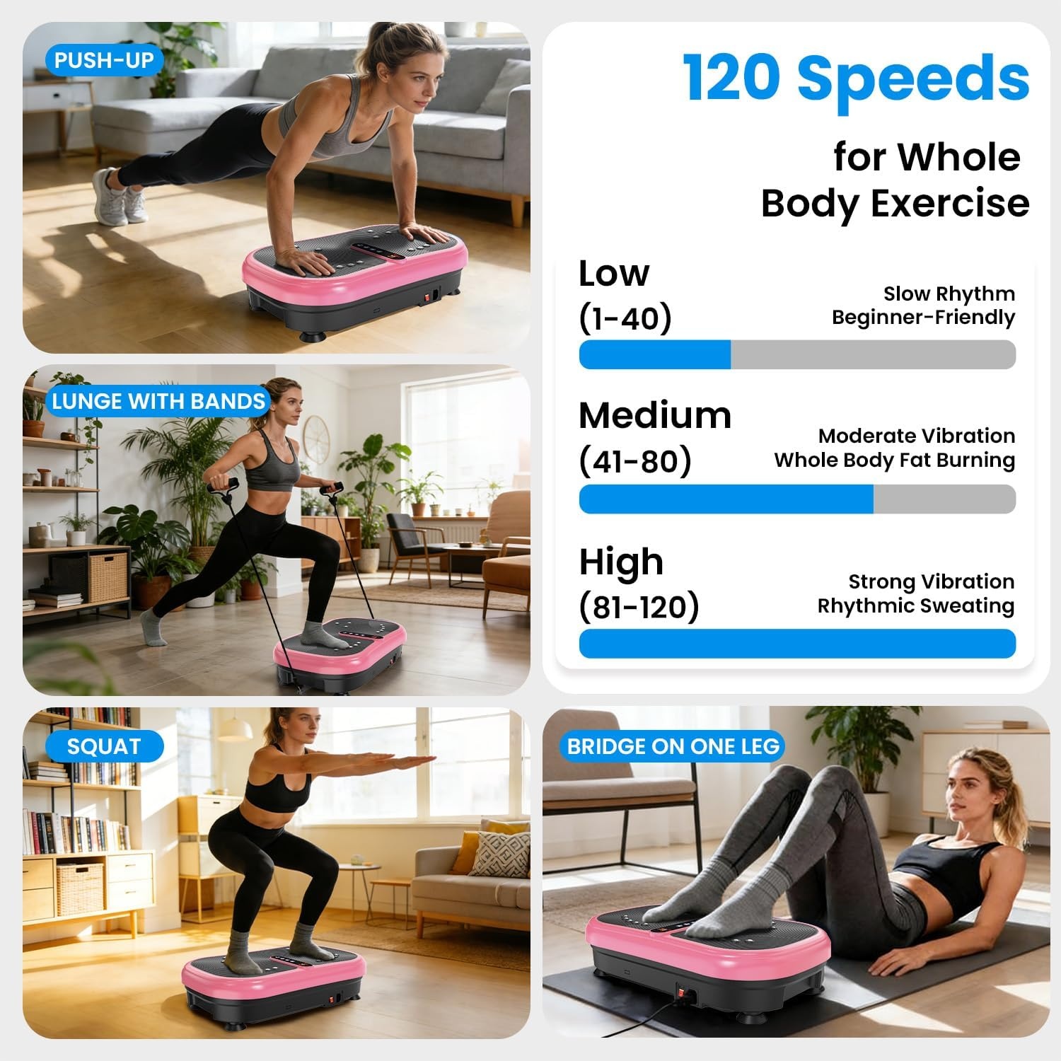 image:imageVibration Plate Fitness Platform Exercise Machine Vibrating Shaking Full Body Shaker Workout Vibrate Stand Shake Board Sport for Weight Loss Fat Burner for Gym Home OfficeROUNDPINK