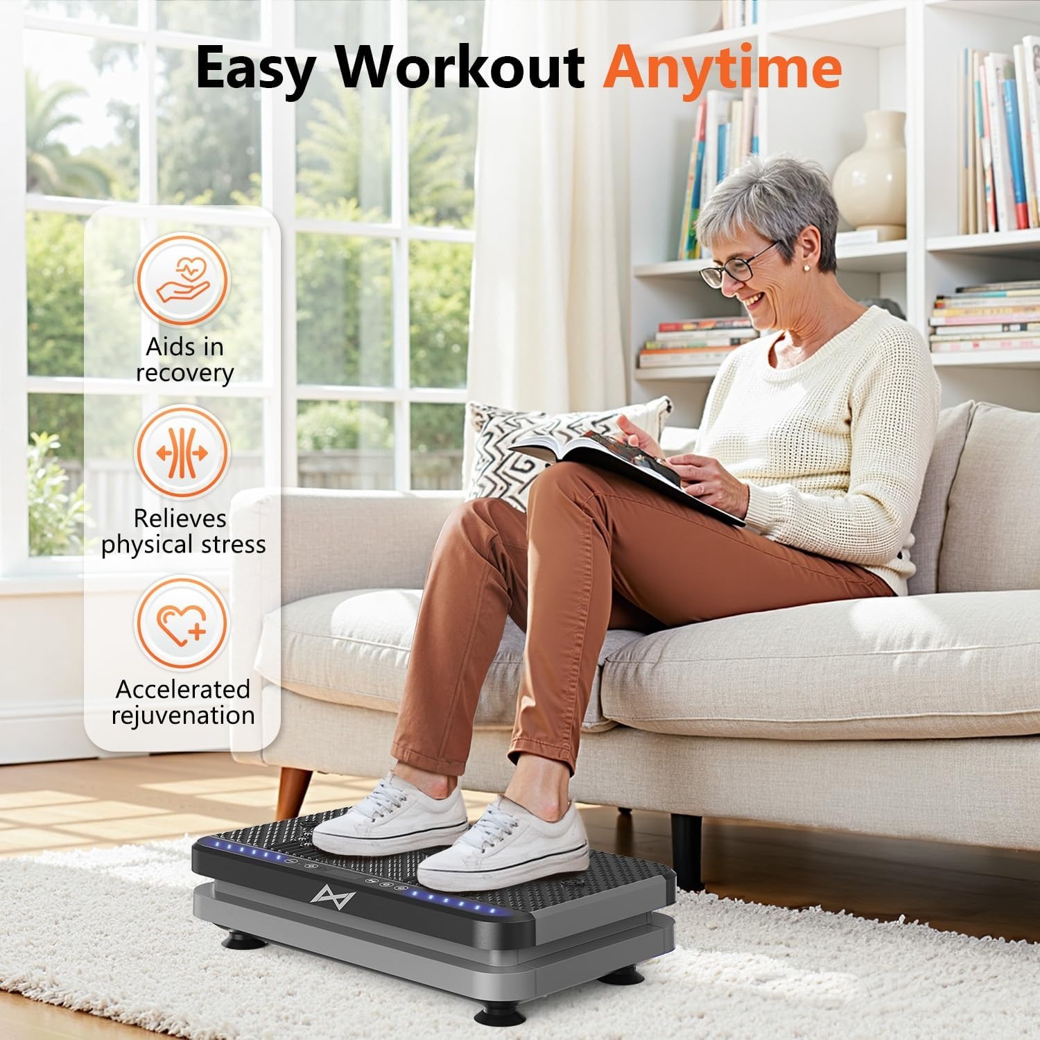 image:imageVibration Plate Fitness Platform Exercise Machine Vibrating Shaking Full Body Shaker Workout Vibrate Stand Shake Board Sport for Weight Loss Fat Burner for Gym Home OfficeARKBLACKSILVER