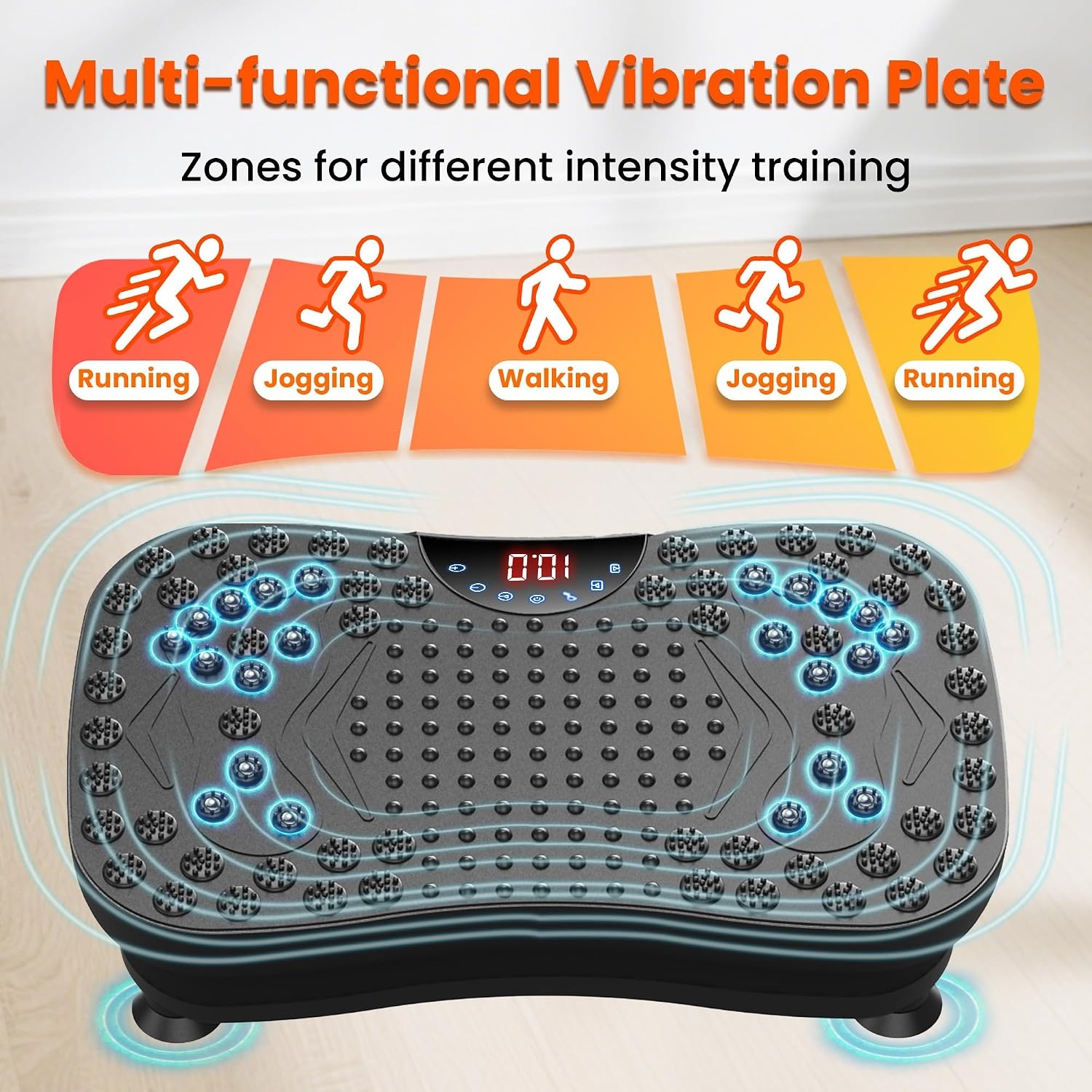 image:imageVibration Plate Fitness Platform Exercise Machine Vibrating Shaking Full Body Shaker Workout Vibrate Stand Shake Board Sport for Weight Loss Fat Burner for Gym Home OfficeMASSAGEBLACK