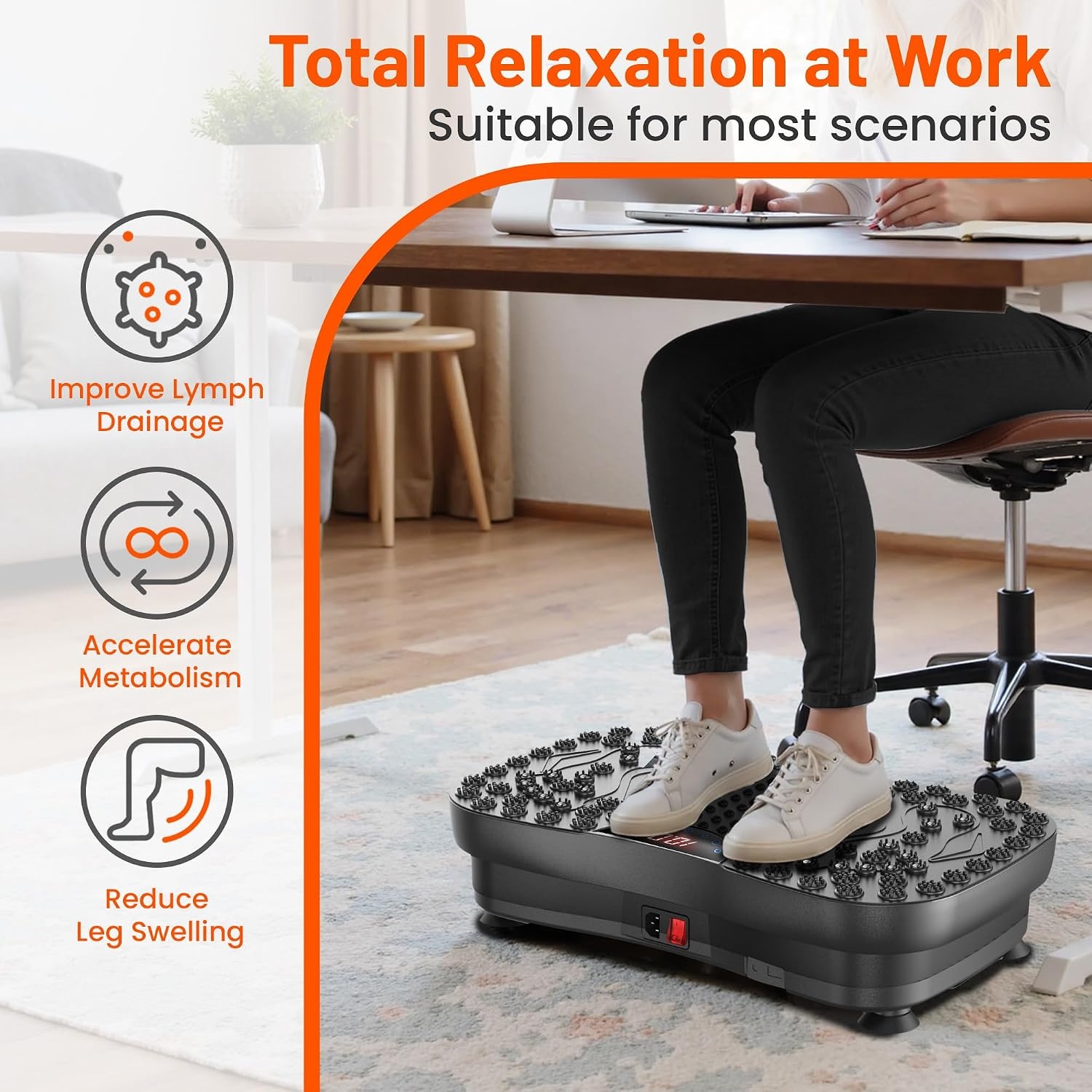 image:imageVibration Plate Fitness Platform Exercise Machine Vibrating Shaking Full Body Shaker Workout Vibrate Stand Shake Board Sport for Weight Loss Fat Burner for Gym Home OfficeMASSAGEBLACK