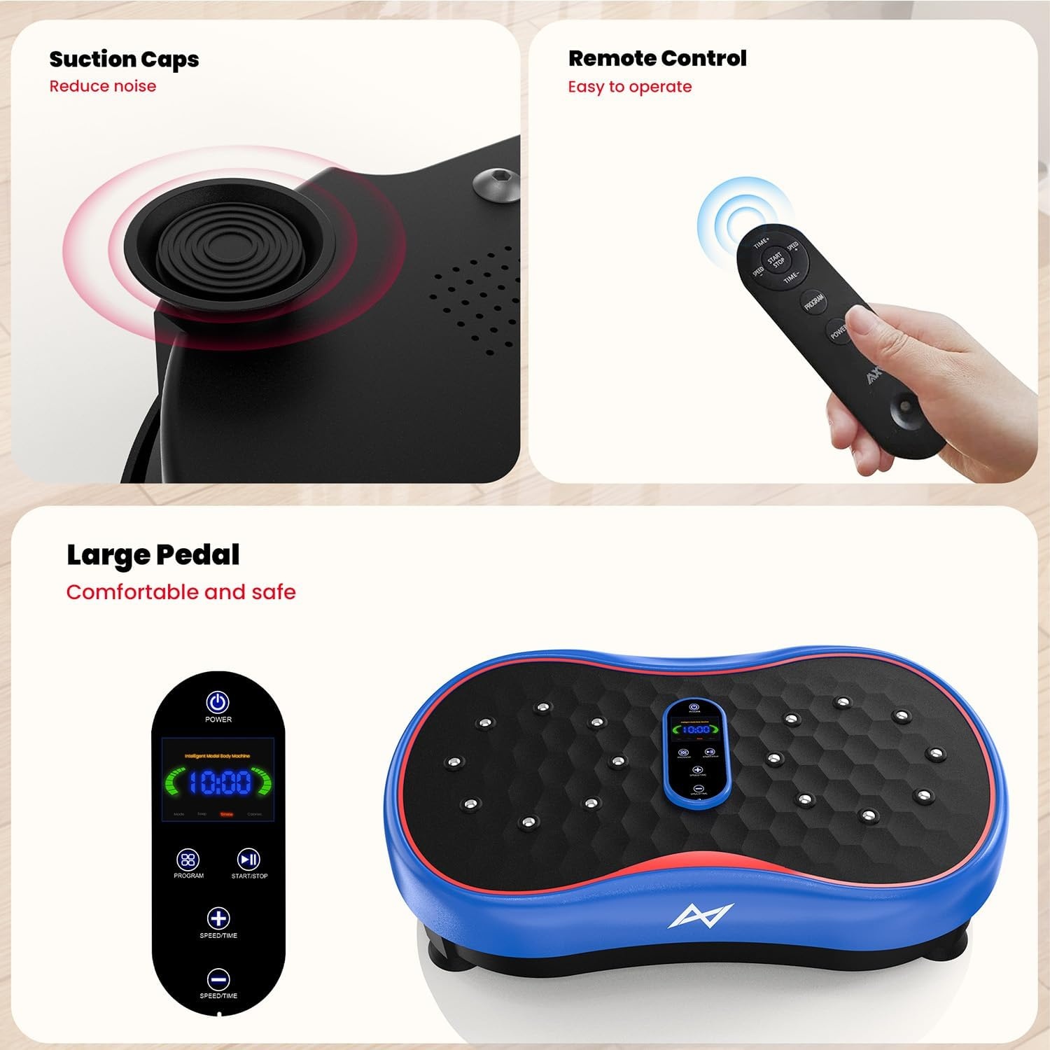 image:imageVibration Plate Fitness Platform Exercise Machine Vibrating Shaking Full Body Shaker Workout Vibrate Stand Shake Board Sport for Weight Loss Fat Burner for Gym Home OfficeBASICBLUE