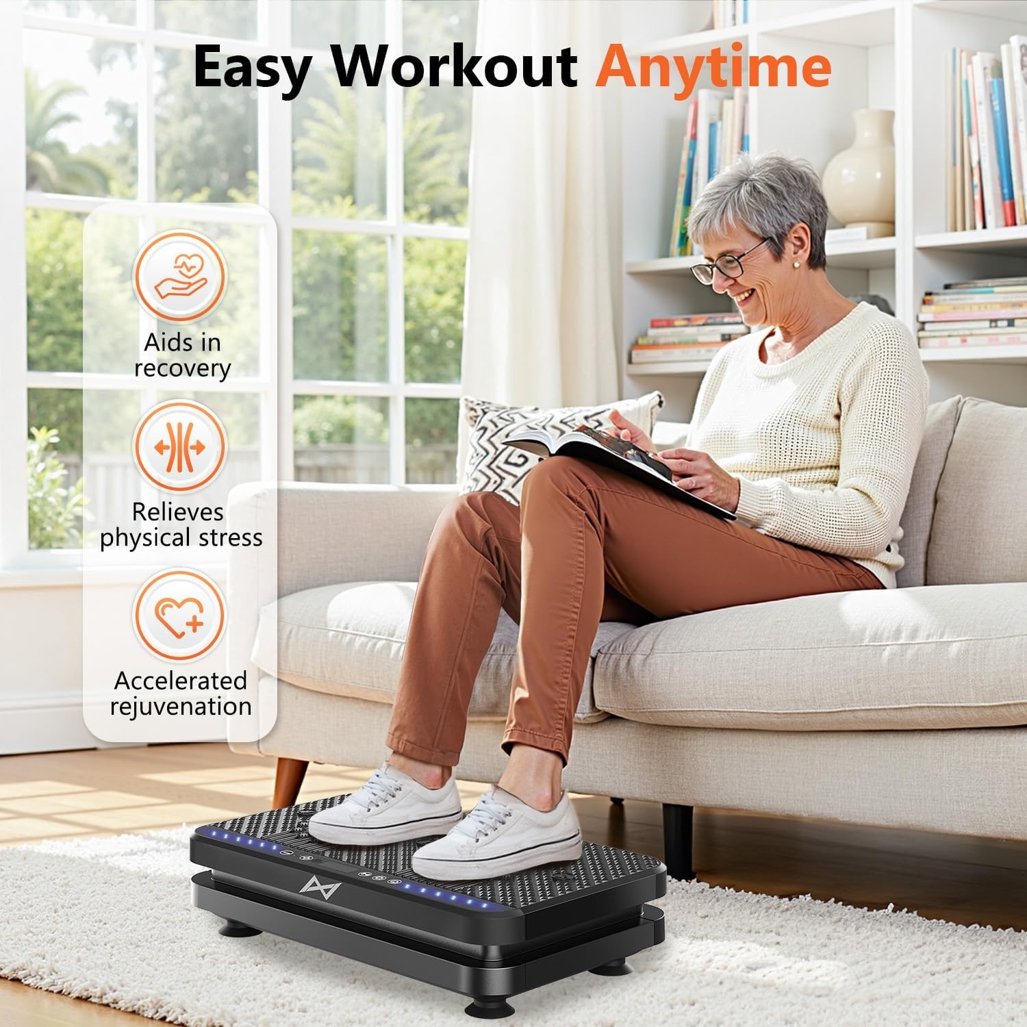 image:imageVibration Plate Fitness Platform Exercise Machine Vibrating Shaking Full Body Shaker Workout Vibrate Stand Shake Board Sport for Weight Loss Fat Burner for Gym Home OfficeARKALLBLACK