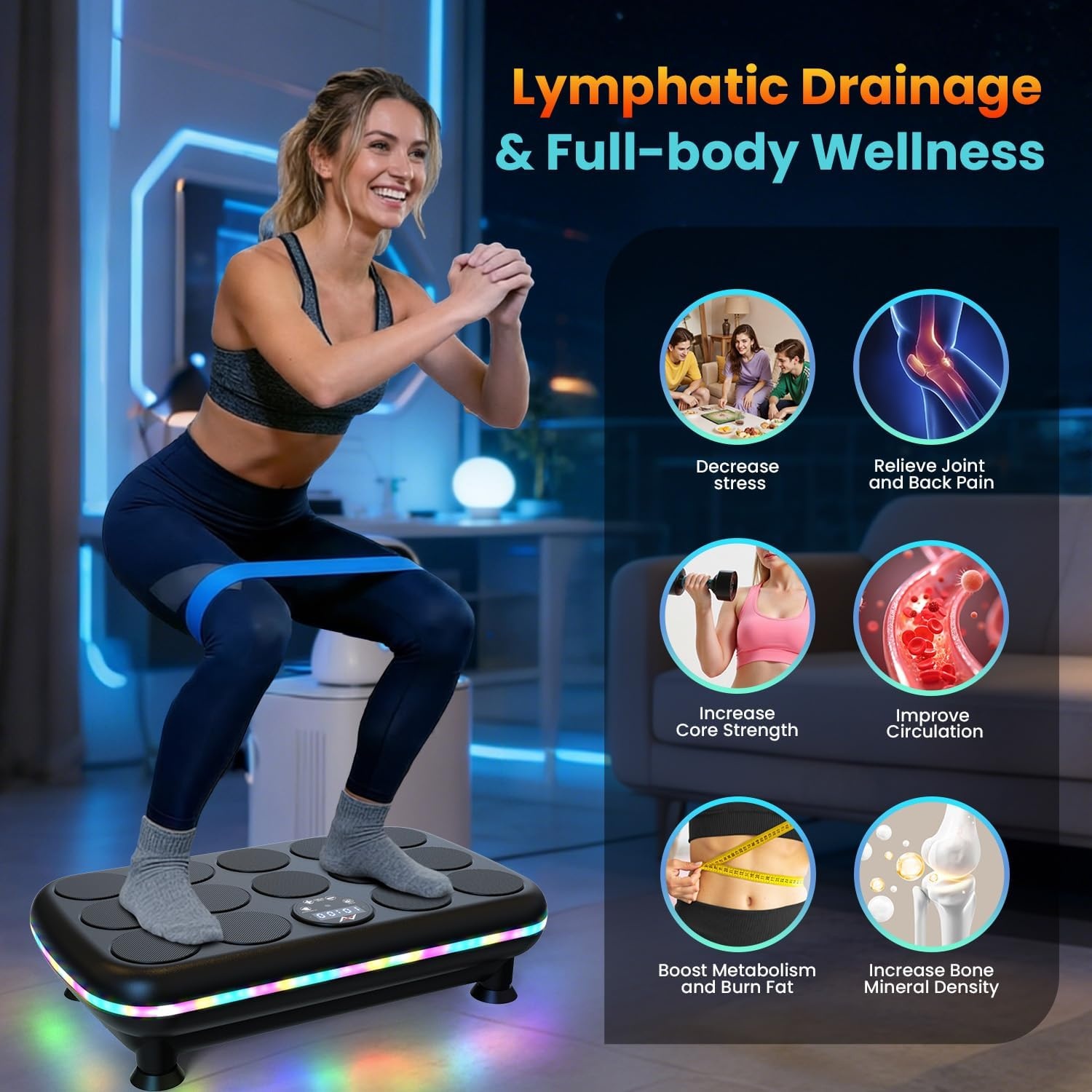 image:imageVibration Plate Fitness Platform Exercise Machine Vibrating Shaking Full Body Shaker Workout Vibrate Stand Shake Board Sport for Weight Loss Fat Burner for Gym Home OfficeASTROLABEBLACK