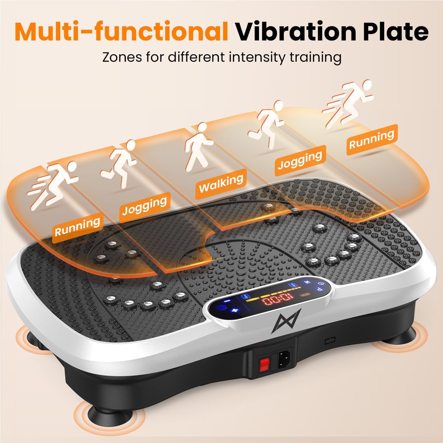 image:imageVibration Plate Fitness Platform Exercise Machine Vibrating Shaking Full Body Shaker Workout Vibrate Stand Shake Board Sport for Weight Loss Fat Burner for Gym Home OfficeBTPROWHITE