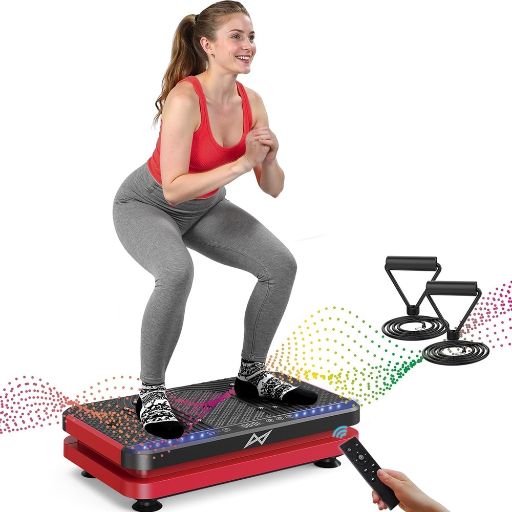 image:imageVibration Plate Fitness Platform Exercise Machine Vibrating Shaking Full Body Shaker Workout Vibrate Stand Shake Board Sport for Weight Loss Fat Burner for Gym Home OfficeARKBLACKRED