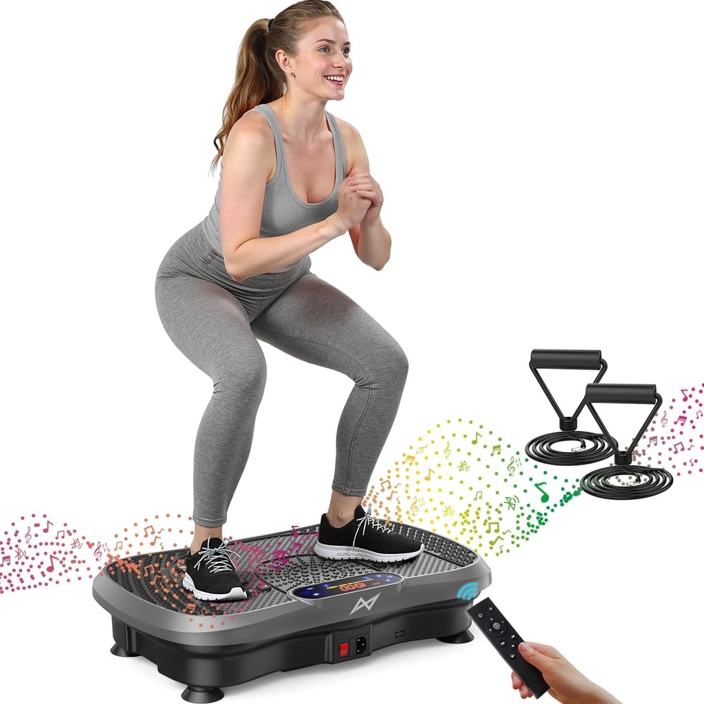 image:imageVibration Plate Fitness Platform Exercise Machine Vibrating Shaking Full Body Shaker Workout Vibrate Stand Shake Board Sport for Weight Loss Fat Burner for Gym Home OfficeBTPROGRAY