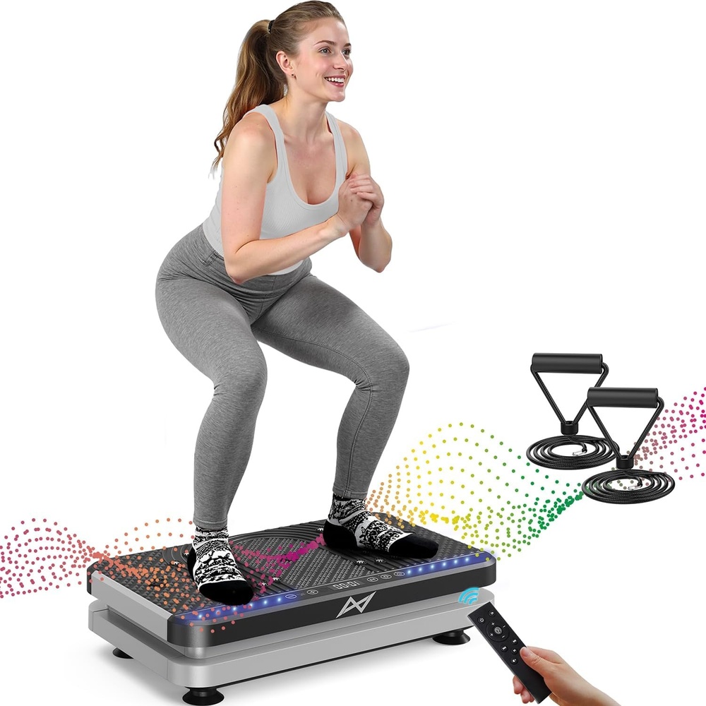 image:imageVibration Plate Fitness Platform Exercise Machine Vibrating Shaking Full Body Shaker Workout Vibrate Stand Shake Board Sport for Weight Loss Fat Burner for Gym Home OfficeARKBLACKSILVER