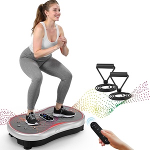 Vibration Plate Fitness Platform Exercise Machine Vibrating Shaking Full Body Shaker Workout Vibrate Stand Shake Board Sport for Weight Loss Fat Burner for Gym Home Office(ROUND.SILVER)