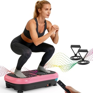 Vibration Plate Fitness Platform Exercise Machine Vibrating Shaking Full Body Shaker Workout Vibrate Stand Shake Board Sport for Weight Loss Fat Burner for Gym Home Office(ROUND.PINK)
